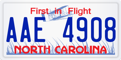 NC license plate AAE4908