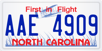 NC license plate AAE4909