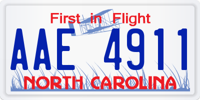 NC license plate AAE4911