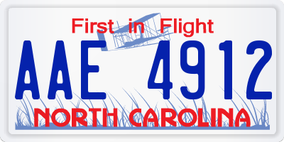 NC license plate AAE4912