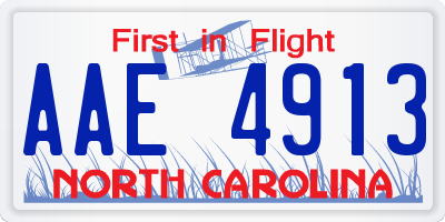 NC license plate AAE4913