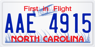 NC license plate AAE4915