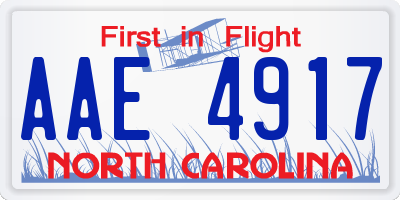 NC license plate AAE4917