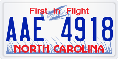 NC license plate AAE4918