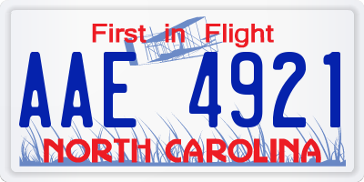 NC license plate AAE4921