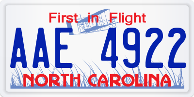 NC license plate AAE4922