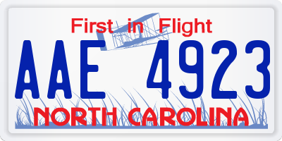 NC license plate AAE4923