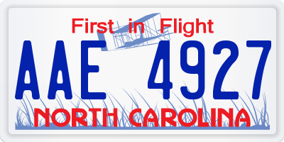 NC license plate AAE4927