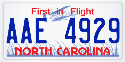 NC license plate AAE4929