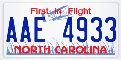 NC license plate AAE4933