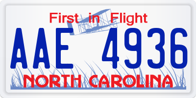 NC license plate AAE4936