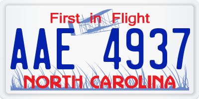 NC license plate AAE4937