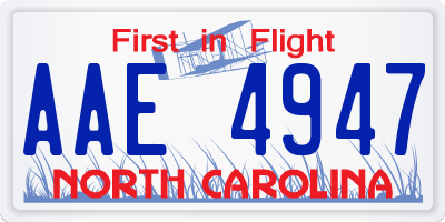 NC license plate AAE4947