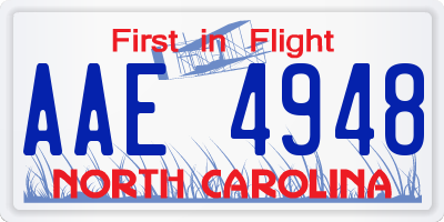 NC license plate AAE4948