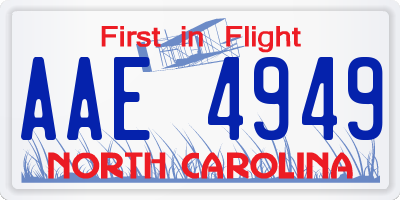 NC license plate AAE4949