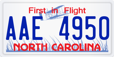 NC license plate AAE4950