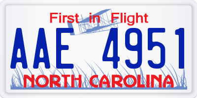 NC license plate AAE4951