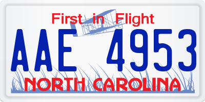 NC license plate AAE4953