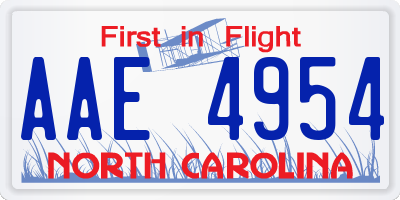 NC license plate AAE4954