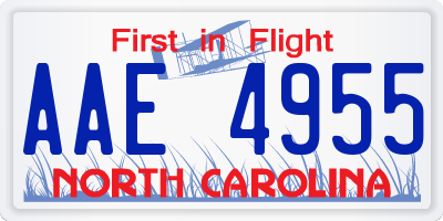 NC license plate AAE4955