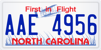 NC license plate AAE4956