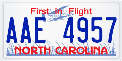 NC license plate AAE4957