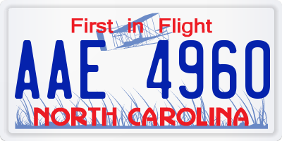 NC license plate AAE4960