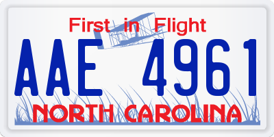 NC license plate AAE4961