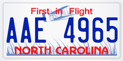 NC license plate AAE4965