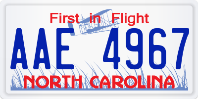 NC license plate AAE4967