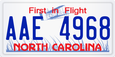 NC license plate AAE4968