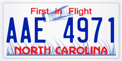 NC license plate AAE4971