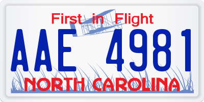 NC license plate AAE4981