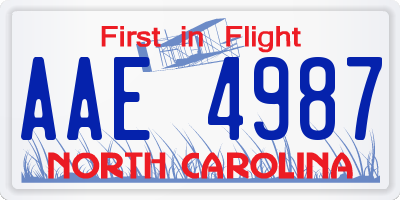 NC license plate AAE4987