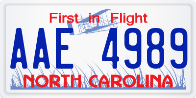 NC license plate AAE4989