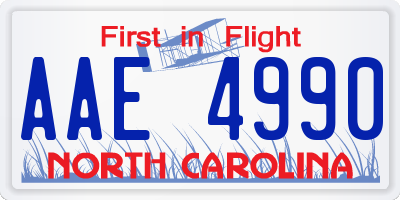 NC license plate AAE4990