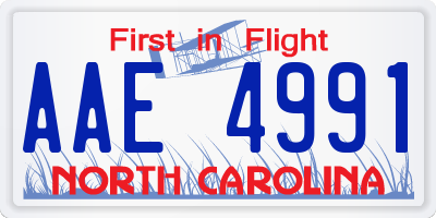 NC license plate AAE4991