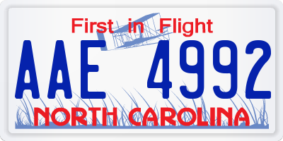 NC license plate AAE4992