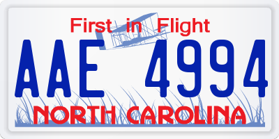 NC license plate AAE4994