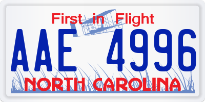 NC license plate AAE4996