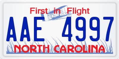 NC license plate AAE4997