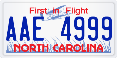 NC license plate AAE4999