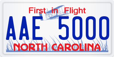 NC license plate AAE5000