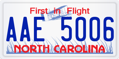 NC license plate AAE5006