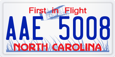 NC license plate AAE5008