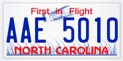 NC license plate AAE5010