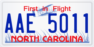 NC license plate AAE5011