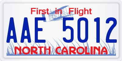 NC license plate AAE5012