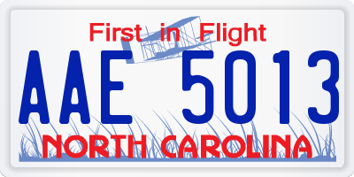 NC license plate AAE5013