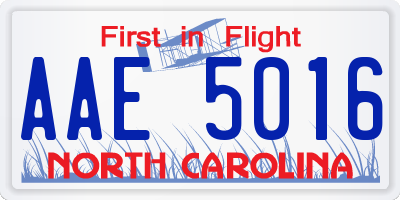 NC license plate AAE5016